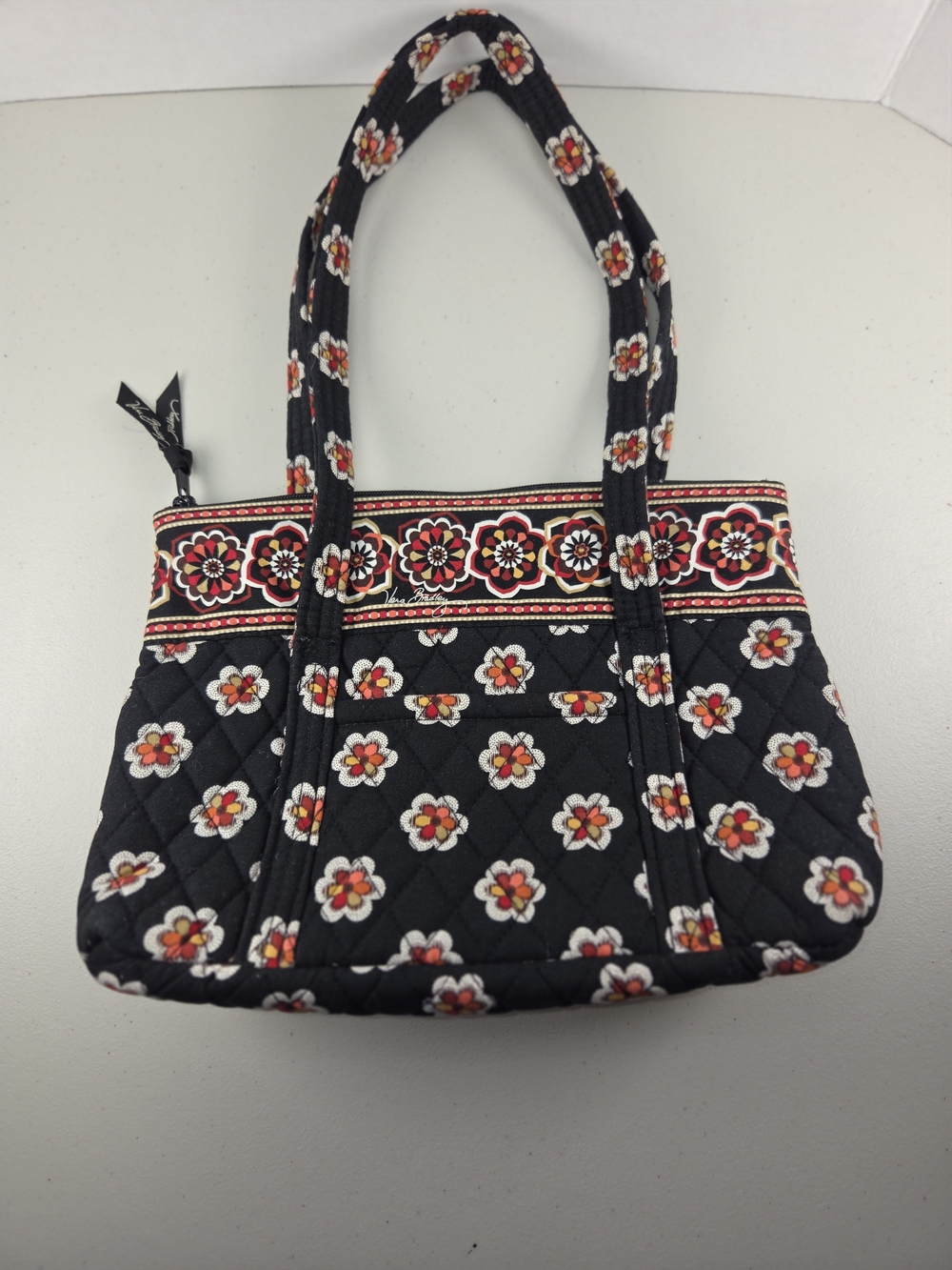 Vera Bradley Black Quilted Floral Tote Like New